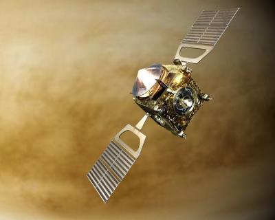 «Венера-Экспресс» (ESA) над Венерой в представлении художника © ESA