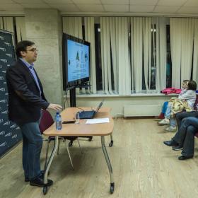 Лекция Андрея Садовского, ученого секретаря ИКИ РАН, в центре "Меридиан" 6 октября 2022 г. Фото: Т. Жаркова, ИКИ РАН