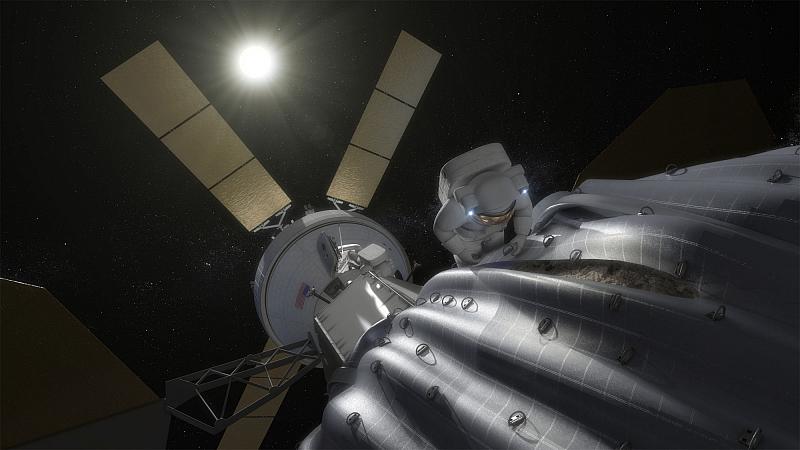 В американском проекте по перемещению астероида (Asteroid Redirect Mission) предполагается при помощи беспилотного космического аппарата доставить астероид на орбиту, подобную лунной, поближе к Земле. Затем отправить к нему пилотируемый корабль, пристыковать его к астероиду и высадить на поверхность астронавтов-исследователей. Астронавты изучат астероид, возьмут образцы его пород и через несколько дней доставят их на Землю. Рисунок: NASA.